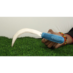 Faucille de récolte manuelle, lame en acier inoxydable de 11 pouces, outil agricole pour la coupe de l'herbe de riz, épaisseur de 1,5 mm, manche en plastique - Product Image 1