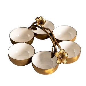 Platos y cuencos de acero inoxidable de calidad atractiva, centros de mesa de plata con hojas, cuencos de frutas, artículos martillados - Product Image 2