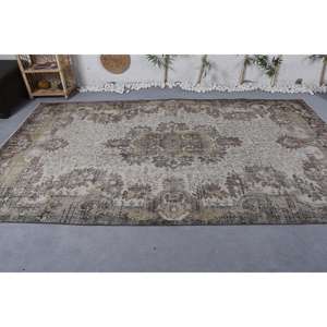 พรมลายตุรกีโบราณคลาสสิกดีไซน์เย็บปะติดปะต่อกันสีเบจและสีเขียวขนแกะ6x10.4ft ด้านหลังพรมทอห้องนั่งเล่นแบนสไตล์โบโฮ - Product Image 3