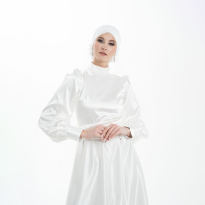 Exclusivo islámico modesto color marfil con capa Slim Fit Abaya vestido para mujeres musulmanas modesto vestido de novia - Product Image 1