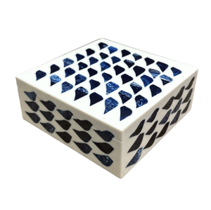 Caja de embalaje de joyería de resina de cuero de madera con incrustaciones de hueso de artesanía artesanal para regalos collares anillos pendientes de la India - Product Image 5