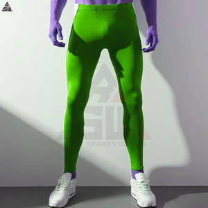 Leggings pour hommes de haute qualité, tailles optimales, couleurs unies, taille haute, séchage rapide, respirants, en spandex/nylon, imprimés par transfert thermique - Product Image 4