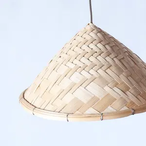 Lámpara de Techo de Bambú para Decoración de Interiores con Diseño de Bambú Tejido a Mano Sin Fuente de Luz Integrada - Product Image 6