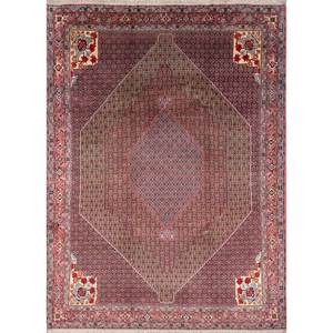 Alfombras de Lana Anudadas a Mano Aalam, Rectangulares, con Medallón Rojo Naranja y Patrones Abstractos para el Hogar -Pae-5577 para Sala de Estar y Dormitorio, 9x12 Pulgadas - Product Image 1