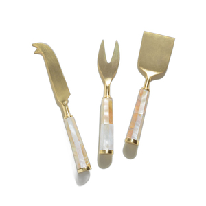 Handmade Shiny Polished Gold Plated Antique Finishing Metal <b>Cheese</b> <b>Set</b> with Resin Handle - Product Image 6