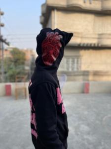 Sweats à capuche entièrement zippés et pantalons de survêtement évasés à plis Ensemble de survêtement deux pièces en coton personnalisé imprimé bouffant pour femmes Survêtement unisexe pour hommes - Product Image 6