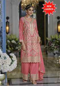 Salwar Kameez de Seda Chinon para Mujer, con Bordado, de Secado Rápido, para Fiestas, Bodas y Diwali - Product Image 5