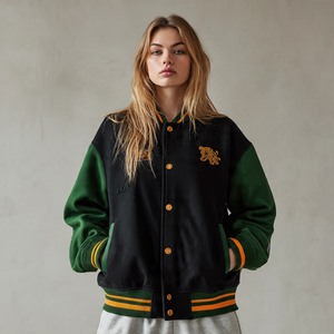 Chaquetas Varsity Extra Grandes para Mujer, Chaqueta Varsity Holgada con Hombros Caídos, Chaqueta Varsity de Lana para Mujer, Abrigo Varsity con Mangas de Lana para Mujer - Product Image 5