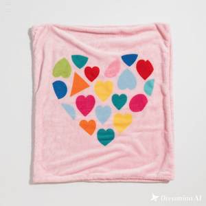 Couverture en Polaire Douce de Luxe Rose Clair Design Coeur King Size - Product Image 3