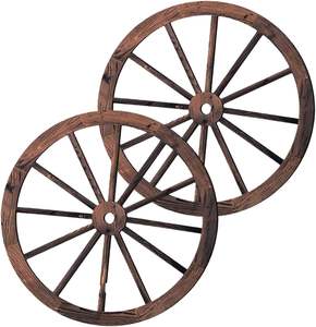 Rueda de vagón de madera decoración de pared hogar Oficina 4 Uds rueda de madera decoración Vintage decoración colgante hogar - Product Image 6