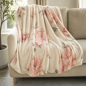 Custom Printed <b>Throw</b> Blanket Personalized Peony Retriever Eucalyptus Lake Blossom Ocean Sublimation Flannel Fleece Polyester - Product Image 1