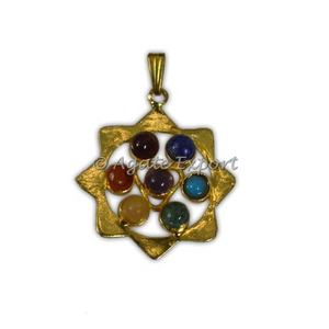 Artisanat en pierre semi-précieuse Scolosite Sept Chakra Pendentif en cristal 7 chakra Pendentif en pierre d'agate naturelle - Product Image 3