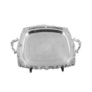 Hôtel et ustensiles de cuisine Design classique Plateau de service pour la maison Plateau de service décor Finition argentée Logo personnalisé Plateaux de service - Product Image 1