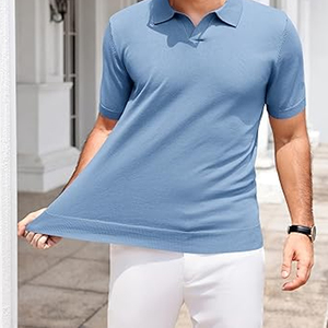 Camiseta de algodón de manga corta con cuello en V para hombre de alta calidad, camisetas de golf informales personalizadas suaves y transpirables con bordado - Product Image 4
