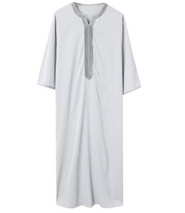 Venta caliente hombres Thobe Jubba ropa musulmana frente impreso diseño manga larga islámico Jubbah - Product Image 6