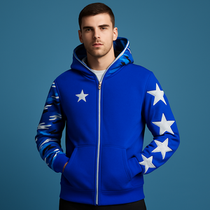 Streetwear 100% coton avec logo personnalisé sweatshirts à capuche zippés pour hommes - Product Image 3