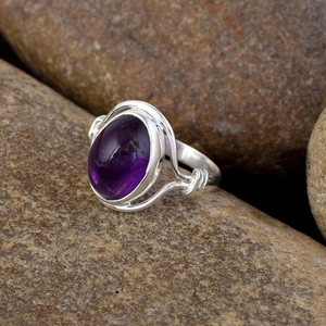 Classic Christian Gemstone Amethyst <b>Ring</b> 925 Sterling <b>Silver</b> Handmade <b>Stacking</b> Dainty Trendy High Quality Jewelry Christmas Gift - Product Image 3