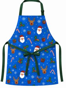 Tablier uniforme bleu et rouge en polyester robuste pour Noël, vente en gros - Product Image 2