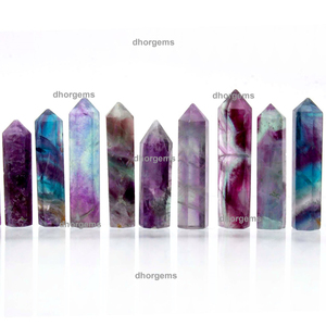 Puntas de Cristal de Fluorita Arcoíris, Torre de Cuarzo Natural de Doble Terminación, Curativa | Piedras Energéticas de Reiki para Meditación, Gemas Pulimentadas - Product Image 2