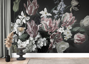 Carta da Parati Moderna 3D <span class=keywords><strong>con</strong></span> Bouquet di Tulipani, Installazione Peel and Stick, Impermeabile, Dimensioni e Colori Personalizzabili per <span class=keywords><strong>Soggiorno</strong></span> e Studio - Product Image 4