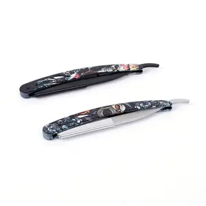 Maquinilla de afeitar recta de etiqueta privada Moq bajo, maquinilla de afeitar de Metal galvanoplastia con logotipo personalizado para hombres, maquinilla de afeitar para Barba con caja para hombres - Product Image 2