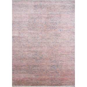 Kairos Hand Knotted Wool & Viscose <b>Rug</b> Pink & Purple Abstract Pattern 9x12 Inches for Living Room Decorations - Product Image 1