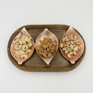 Plato de Frutos Secos de Lujo con Diseño de Hojas, Bañado en Cobre, con Bandeja de Madera, Estilo Vintage Victoriano, con Patrón de Hojas Ornamentales Perforadas - Product Image 2