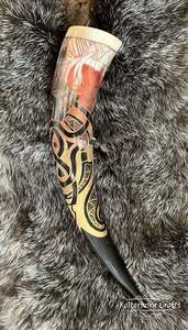 Cuerno para beber vikingo hecho a mano de cuerno Real Natural de la mejor calidad de tradición pulida con la mejor calidad hecho por exportación desde la India - Product Image 4