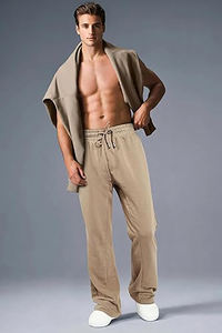 กางเกงวอร์มผ้าแคนวาสสีพื้นคุณภาพสูงสำหรับผู้ชาย ระบายอากาศได้ดี เป็นมิตรกับสิ่งแวดล้อม เอวยางยืด ทรงหลวม เหมาะสำหรับออกกำลังกายและฟิตเนส - Product Image 3