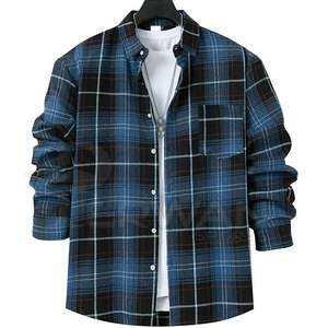 Patmasports เสื้อเชิ้ตผ้าสักหลาดลายทางสำหรับผู้ชายเสื้อเชิ้ตผ้าฝ้ายย้อมสีมีกระดุมแบบลำลองต่อต้านการหดตัวออกแบบได้ตามต้องการเป็นมิตรต่อสิ่งแวดล้อม - Product Image 2