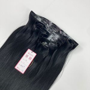 Vente en gros Extension de cheveux humains Remy 20 pouces 100% vietnamiens lisses, postiche couleur noire à clipser sans couture de haute qualité - Product Image 3