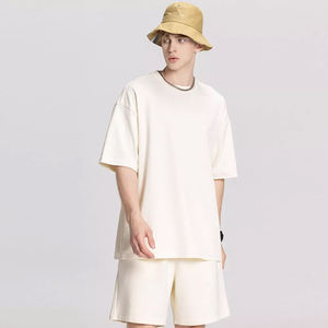 ชุดวอร์ม2ชิ้นของผู้ชายชุดวินเทจกางเกงขาสั้นรุ่นเฮฟวี่เวทเสื้อเปิดไหล่แบบเลือกได้ชุดวอร์มระบายอากาศ - Product Image 5