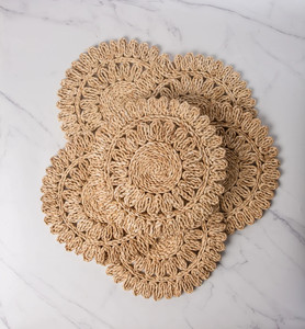 Vente en gros de napperons ronds en cosse de maïs napperons tissés en rotin Boho napperons de printemps de ferme - Product Image 1