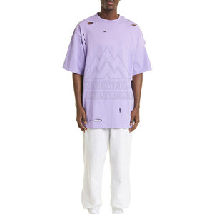 T-shirt imprimé décontracté d'été de qualité supérieure 100% coton, coupe ample, effet délavé pour hommes - Product Image 5