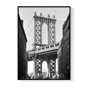 Home Decor Wall Manhattan Bridge incorniciato art print New York city scene hanging picture in bianco e nero stampabile wall art