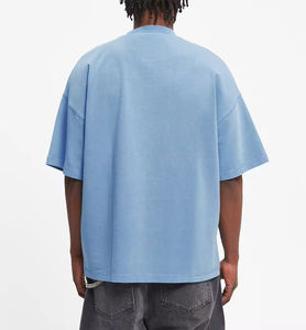 T-shirt surdimensionné 100% coton pour homme | T-shirt Streetwear à épaules tombantes vierge de haute qualité avec col côtelé et conception de logo personnalisé - Product Image 4