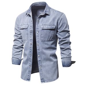 Veste en jean solide délavée légère Vestes en jean tendance de haute qualité pour hommes Veste en jean solide délavée légère pour tenue décontractée - Product Image 5