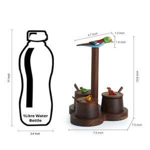 Ensemble de bocaux «La famille perchée» écologique Plateau Cuillères Couvercles Bois de Sesham Bouteilles de stockage de luxe en acier et porcelaine pour le garde-manger - Product Image 6