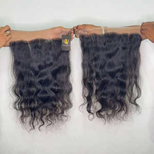 Extensions de cheveux humains Raw Indian Temple, mèches à fermeture en dentelle bouclée avec fermeture en dentelle transparente HD - Product Image 2