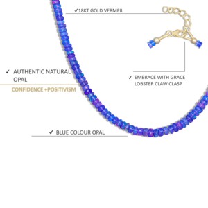 GOODSTONE Collier de perles d'opale bleue naturelle pour femme en argent sterling 925 or jaune Taille 18 IN Bijoux de pierre de naissance - Product Image 2