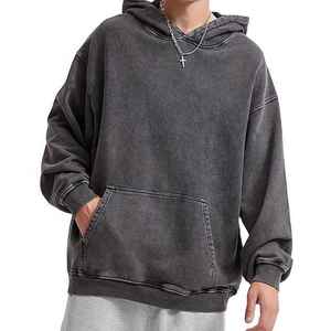 Sudadera con Capucha Bordada de Forro Polar Lavado al Ácido para Hombre, Estilo Vintage, Ajuste Regular, de Alta Calidad, Personalizada, para Invierno - Product Image 1