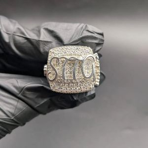 Iced Out Custom <b>Initial</b> Letter VVS Moissanite Round Cut Diamond Sparkling 925 Sterling Silver Luxury Hip Hop Statement <b>Ring</b> - Product Image 1