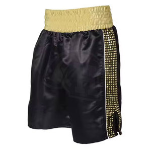 Factory Wholesale 100% Cotton Plain <b>Stretchy</b> MMA Boxing Shorts Good Quality Solid Pattern Type Fight Shorts - Product Image 2
