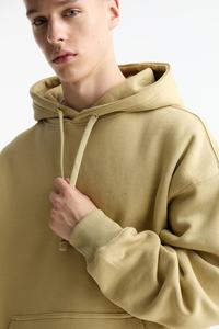 Sweat à capuche oversize pour homme, taille XL, personnalisable, couleur lin, polaire thermique, col à capuche en dentelle, poches, haute qualité, 100% - Product Image 4