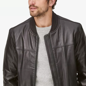 Veste en cuir véritable unisexe élégante vêtements d'extérieur chauds coupe ajustée vêtements de motard mode design tendance logo personnalisé vente en gros - Product Image 4