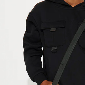 เสื้อฮู้ดผ้าฟลีซสำหรับเด็กผู้ชายมีกระเป๋าระบายอากาศได้ดีใส่สบายสำหรับฤดูหนาว/แขนเต็มขายส่งอัตราสีทึบบริการ OEM - Product Image 3