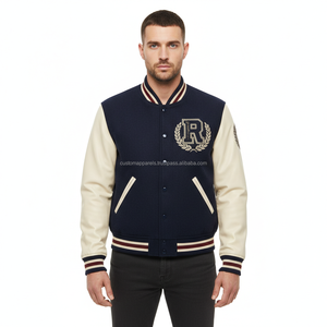 Custom Apparel Wool Varsity <b>Jacket</b> for <b>Men</b> with Vintage Chenille Patches Windproof Breathable <b>Summer</b> Cotton Lining - Product Image 1