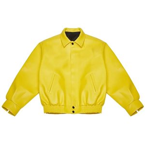 Blouson de baseball avec logo brodé personnalisé en cuir pour hommes - Product Image 6