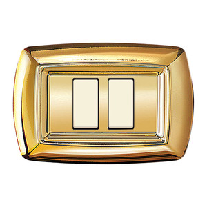 Tondo' Placca Mod.Magic in Termoplastica, 2 Posti Ravvicinati, Colore Oro - Product Image 1