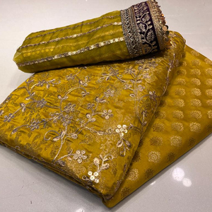 Ssumaira's Luxury Pure Jamawar Banarsi camisa pantalón listo para usar Dupatta 3 piezas cosido trajes de mujer ropa Formal - Product Image 2